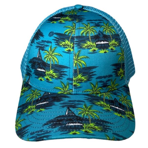 blue green floral mesh