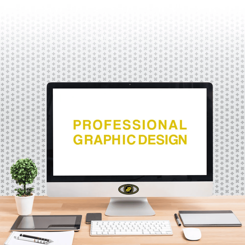 Computer with text "Professional Graphic Design"