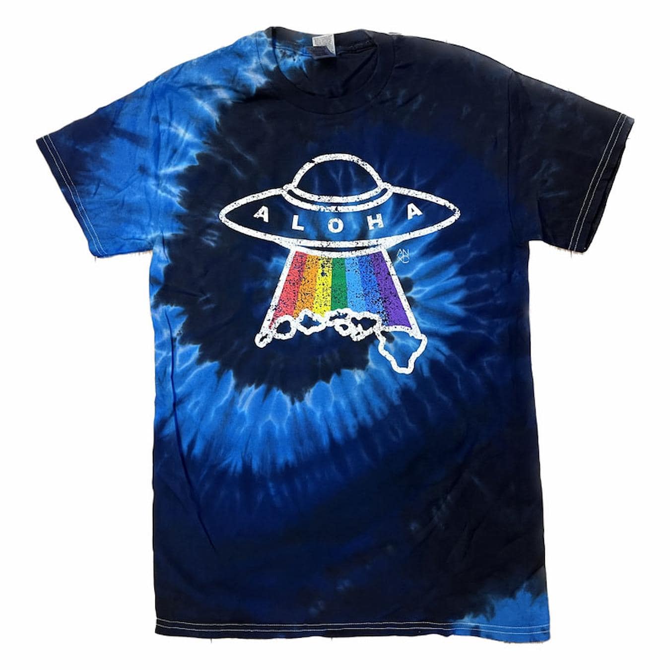 double portion supply anxd ufo blue tye dye t shirt