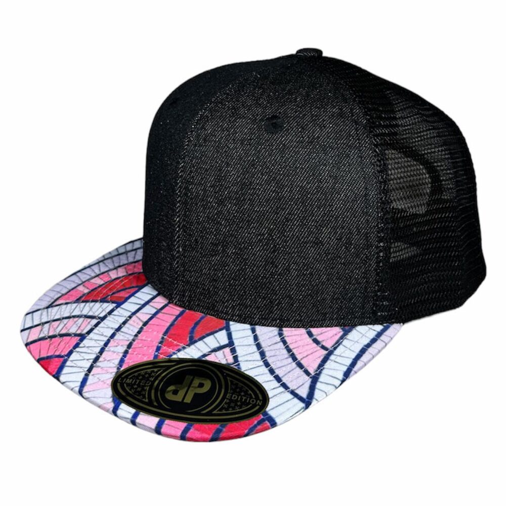 mosiac snapback hat with mesh back