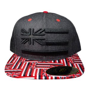 ANXD Black Denim Hawaiian Flag Quilt Bill/ Black Hawaiian Flag