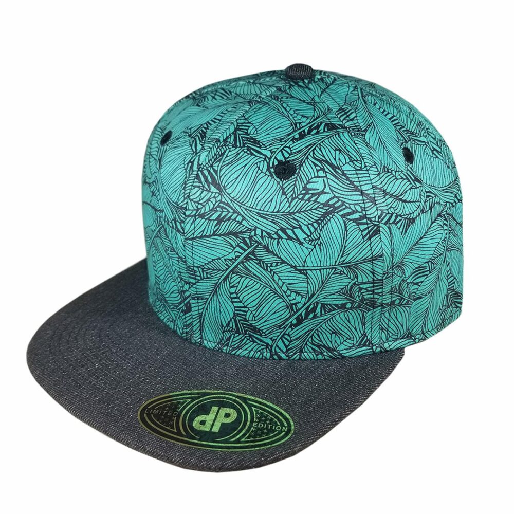 the mint banana leaf black denim snapback